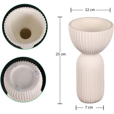 Yatai Textured Vases for Flower Arrangements, Ceramis Vases Collection for Beautiful Decorations, Off White Color Vases withou Drainage Hole (White3)