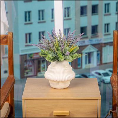 Yatai Textured Vases for Flower Arrangements, Ceramis Vases Collection for Beautiful Decorations, Off White Color Vases withou Drainage Hole (white7)
