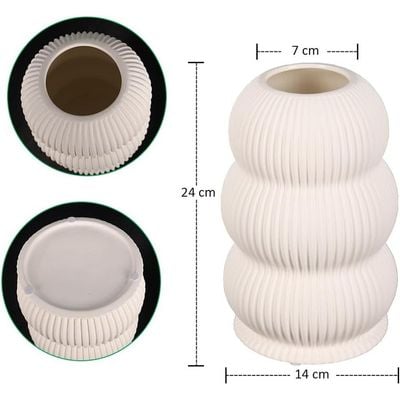 Yatai Textured Vases for Flower Arrangements, Ceramis Vases Collection for Beautiful Decorations, Off White Color Vases withou Drainage Hole (White1)