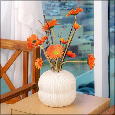 Yatai Textured Vases for Flower Arrangements, Ceramis Vases Collection for Beautiful Decorations, Off White Color Vases withou Drainage Hole (white6)