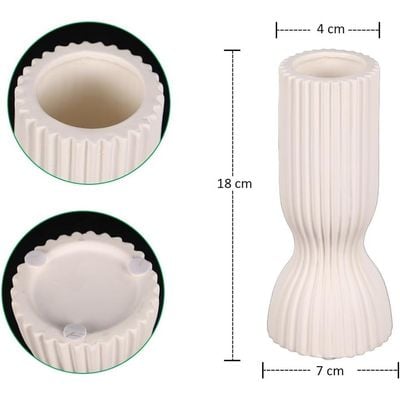 Yatai Textured Vases for Flower Arrangements, Ceramis Vases Collection for Beautiful Decorations, Off White Color Vases withou Drainage Hole (white12)