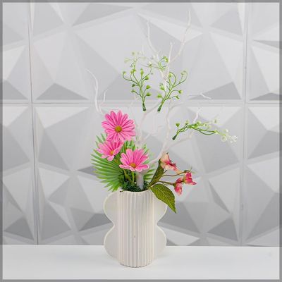 Yatai Textured Vases for Flower Arrangements, Ceramis Vases Collection for Beautiful Decorations, Off White Color Vases withou Drainage Hole (white11)