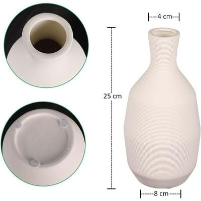 Yatai Textured Vases for Flower Arrangements, Ceramis Vases Collection for Beautiful Decorations, Off White Color Vases withou Drainage Hole (white9)