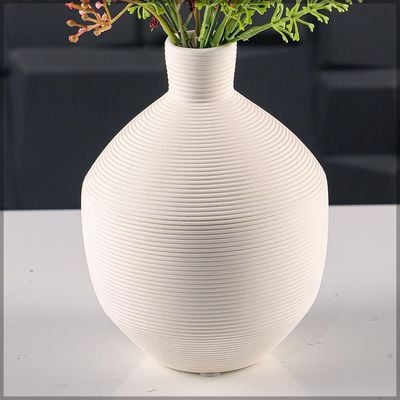 Yatai Textured Vases for Flower Arrangements, Ceramis Vases Collection for Beautiful Decorations, Off White Color Vases withou Drainage Hole (white8)