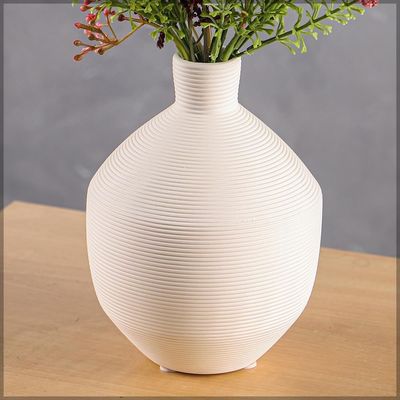 Yatai Textured Vases for Flower Arrangements, Ceramis Vases Collection for Beautiful Decorations, Off White Color Vases withou Drainage Hole (white8)