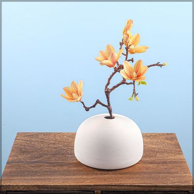 Yatai Ceramic White Color Vases with Flower Arrangements | Elegant Vases for Flower Arrangements | Home Decor, Gifting Vases | Showcase Vases (white22)