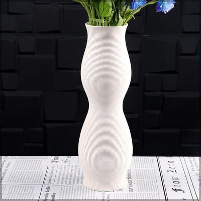 Yatai Ceramic White Color Vases with Full Flower Arrangements | Elegant Flower Vase Set | Home Decor, Gifting Vases | Showcase Vases (white18)