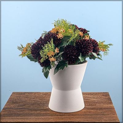 Yatai Ceramic White Color Vase with Full Flower Arrangement | Elegant Flower Vase Set | Home Decor, Gifting Vases | Showcase Vases (white21)