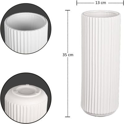 Yatai Ceramic White Color Vases with Flower Arrangements | Elegant Vases Flower Vase Set | Home Decor, Gifting Vases | Showcase Vases (white10)