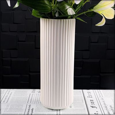 Yatai Ceramic White Color Vases with Tulip Flower Arrangement | Elegant Flower Vase Set | Home Decor, Gifting Vases | Showcase Vases (white11)