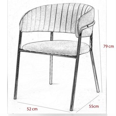 Velvet Stainless Steel Dining Chair with Golden Legs - Brown