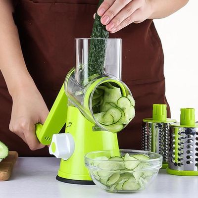 3-in-1 Rotary Cheese Grater, Kitchen Vegetable Slicer with 3 Interchangeable Blades,Rotary Grater Slicer For Fruit Manual, Vegetables, Nuts