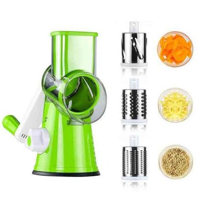 3-in-1 Rotary Cheese Grater, Kitchen Vegetable Slicer with 3 Interchangeable Blades,Rotary Grater Slicer For Fruit Manual, Vegetables, Nuts