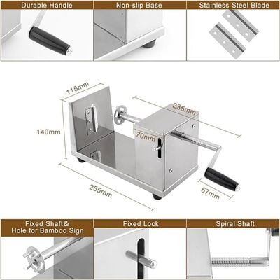 Manual Stainless Steel Twisted Potato Slicer Spiral Vegetable Cutter French Fry