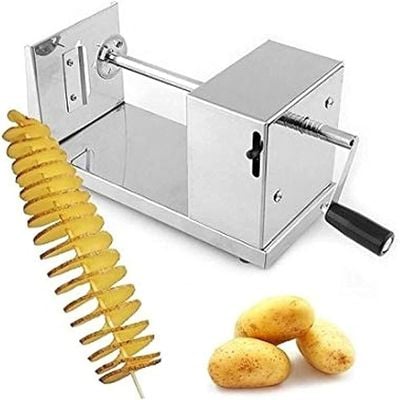 Stainless Steel Potato Cutter Twisted Potato Slicer Potato Twister Spiral Potato Cutter Stainless Steel Slicer Machine For Fruit Potatoes Tornado Chips Cucumber or Carrots