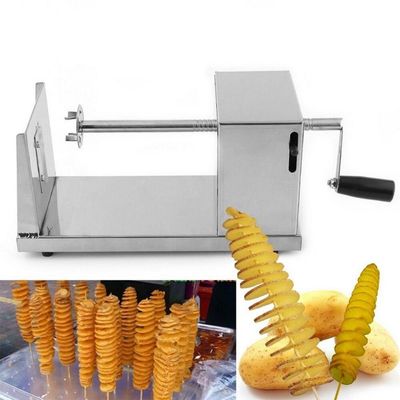 Manual Tornado Potato Slicer, Potato Spiral Cutter, 3 in 1 Stainless Steel Twisted Potato Twister French Fry Chips Maker Vegetable Spiralizer for Sweet Potatoes Zucchini Carrots