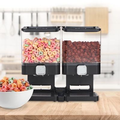 DRY FOOD STORAGE DOUBLE CEREAL DISPENSER PASTA CONTAINER MACHINE