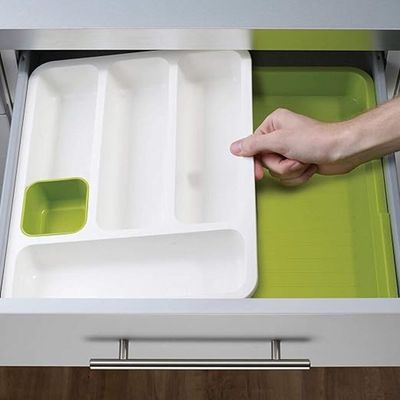 Plastic Kitchen Drawer Organizer Off White/Green