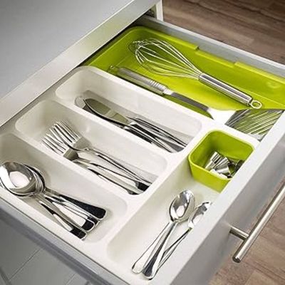 Plastic Kitchen Drawer Organizer Off White/Green