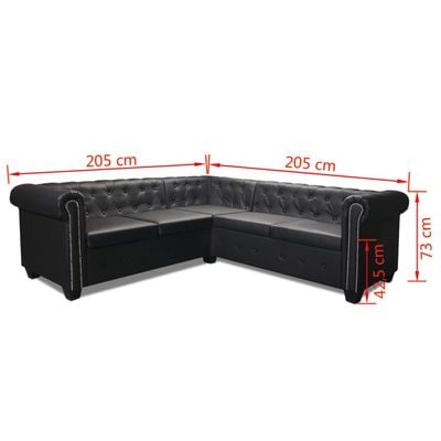 Chesterfield Corner Sofa 5-Seater Artificial Leather Black