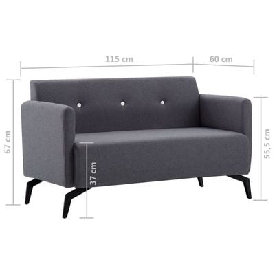 2-Seater Sofa Fabric Upholstery 115x60x67 cm Dark Grey