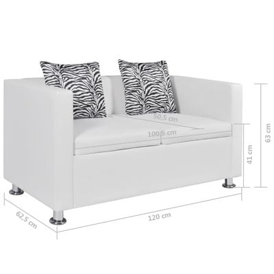 Sofa 2-Seater Artificial Leather White