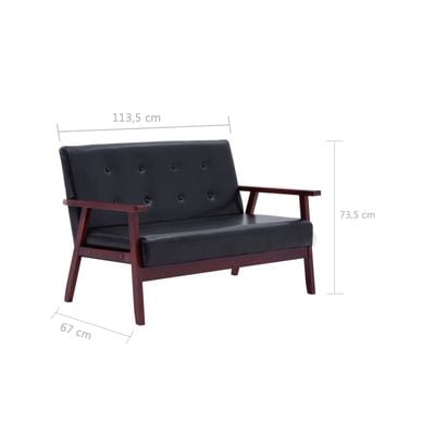 2-Seater Sofa Black Faux Leather