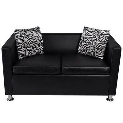 Sofa 2-Seater Artificial Leather Black