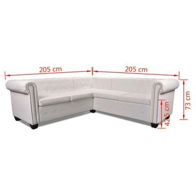 Chesterfield Corner Sofa 5-Seater Artificial Leather White