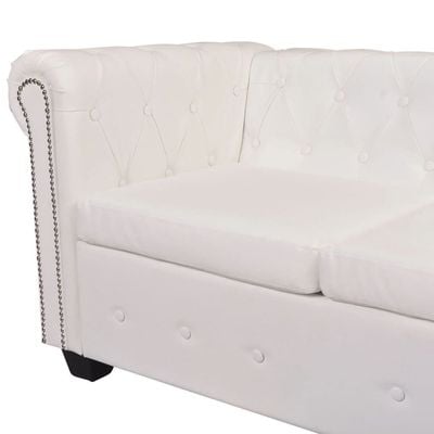 Chesterfield Corner Sofa 5-Seater Artificial Leather White