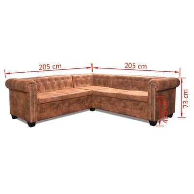 Chesterfield Corner Sofa 5-Seater Artificial Leather Brown