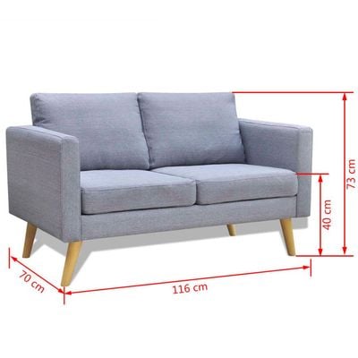 Sofa 2-Seater Fabric Light Grey