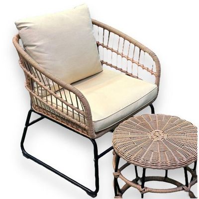 Wooden Twist Alfresco Stylish Look Rattan & Metal Outdoor Furniture Set Patio Seating Ensemble for Elegant Garden Lounge