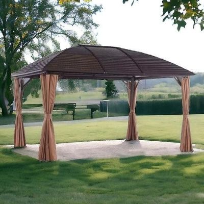 Wooden Twist Cupola Roof Aluminum Dome Pergola Gazebo - 3x4 Meter Outdoor Garden Retreat