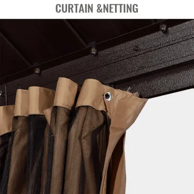 Extend Waxed Garden Gazebo with Waterproof Curtain and Mosquito Net ( Grey )