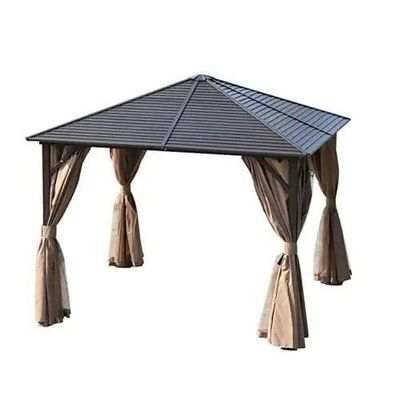 Wooden Twist Tranquil Aluminum Outdoor Pergola Gazebo Perfect for Cozy Gatherings 3 x 3 Meters