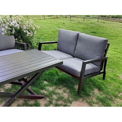 Wooden Twist Epicurean Lush Home Decor Outdoor Furniture Set with Walnut Finish Premium Aluminum 3+2+1+1 with 1 Table
