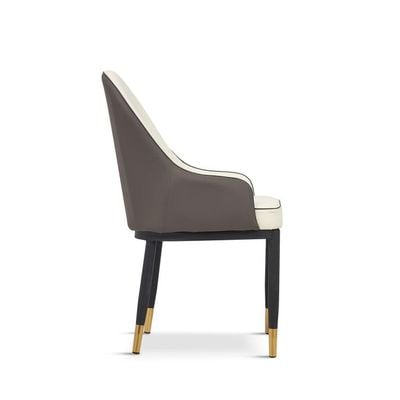 Wooden Twist Villoso Modern Dining Chair with PU Leather, Iron Black Legs & Gold Corner - Elegant Contemporary Seating for Home and Kitchen Décor