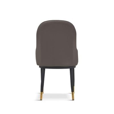 Wooden Twist Villoso Modern Dining Chair with PU Leather, Iron Black Legs & Gold Corner - Elegant Contemporary Seating for Home and Kitchen Décor