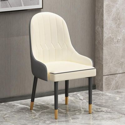 Wooden Twist Villoso Modern Dining Chair with PU Leather, Iron Black Legs & Gold Corner - Elegant Contemporary Seating for Home and Kitchen Décor