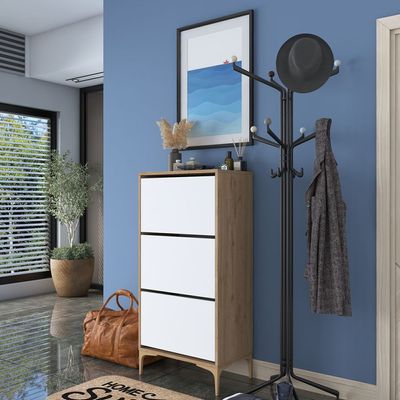 Home Canvas Otto Shoe Cabinet Walnut and White