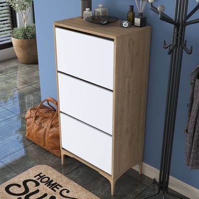 Home Canvas Otto Shoe Cabinet Walnut and White