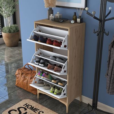 Home Canvas Otto Shoe Cabinet Walnut and White