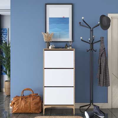 Home Canvas Otto Shoe Cabinet Walnut and White