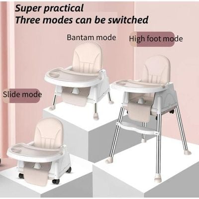 Baby High Chair with Safe Meal Tray, Adjustable Height Baby Feeding Chair, Foldable Baby Dining Chair, for Babies and Toddlers (Pink)