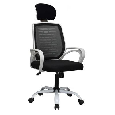 Desk Chair Office Chair for Home Height Adjustable HIGH Back Mesh Computer Chair with Lumbar Support Mesh Swivel Computer Office Ergonomic Executive Chair (With Head Rest, White)