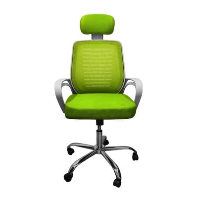 Desk Chair Office Chair for Home Height Adjustable Mid Back Mesh Computer Chair with Lumbar Support Mesh Swivel Computer Office Ergonomic Executive Chair (With Head Rest, Green)