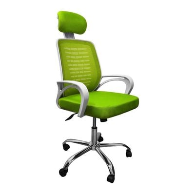 Desk Chair Office Chair for Home Height Adjustable Mid Back Mesh Computer Chair with Lumbar Support Mesh Swivel Computer Office Ergonomic Executive Chair (With Head Rest, Green)