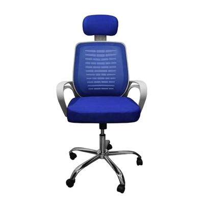 Desk Chair Office Chair for Home Height Adjustable HIGH Back Mesh Computer Chair with Lumbar Support Mesh Swivel Computer Office Ergonomic Executive Chair (With Head Rest, Blue)