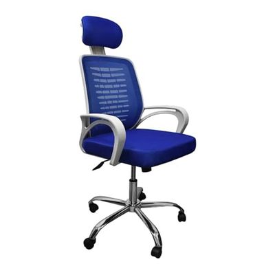 Desk Chair Office Chair for Home Height Adjustable HIGH Back Mesh Computer Chair with Lumbar Support Mesh Swivel Computer Office Ergonomic Executive Chair (With Head Rest, Blue)